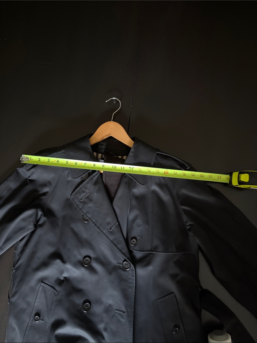 Burberry Black Double-Breasted Long Trench Coat with Signature Check Lining - Picture 15 of 16